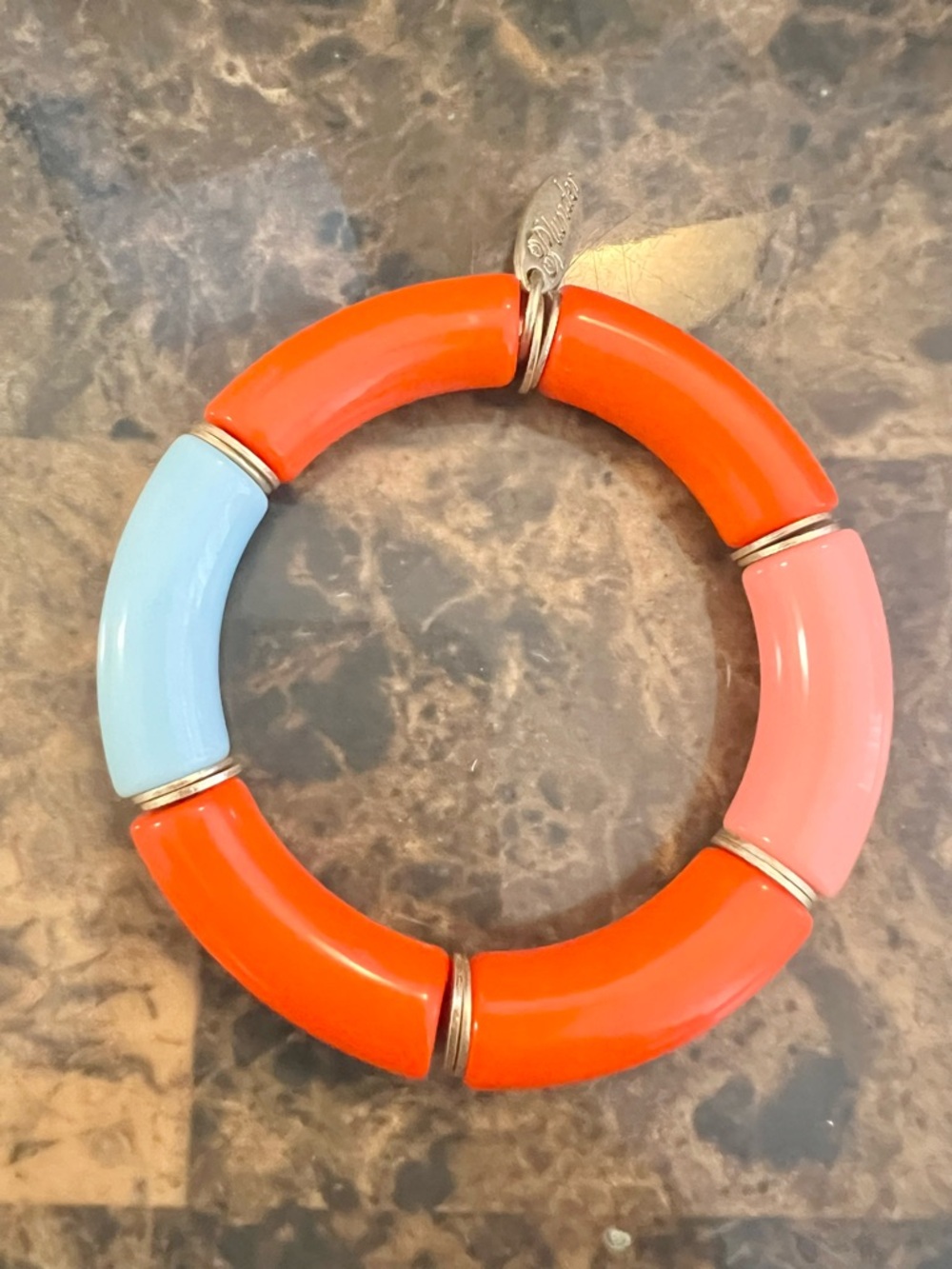 NWT ♥️ Colorblock Resin Bangle Bracelet - Coral, Light Blue & Pink